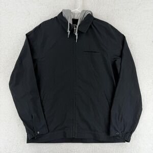 Volcom Jacket Mens XL Black Gray Hooded Full Zip Windbreaker Collared Outdoor